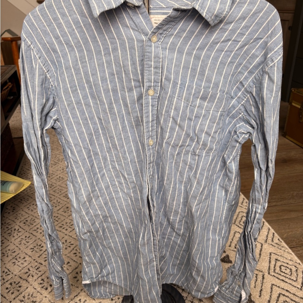 GAP Blue and White Striped Button Down Shirt